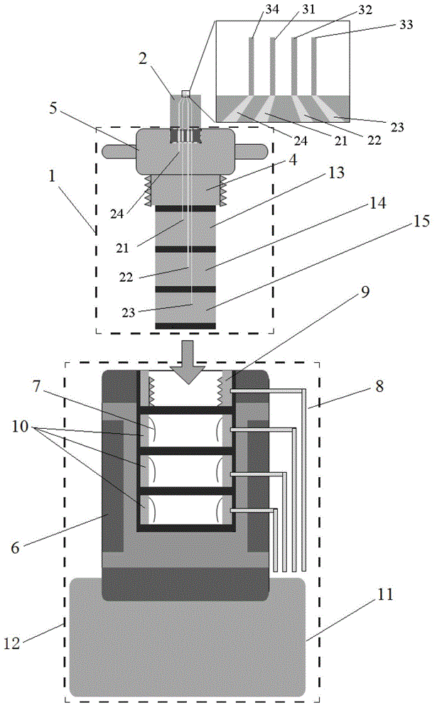 Three-dimensional micro-drive four-electrode replaceable probe