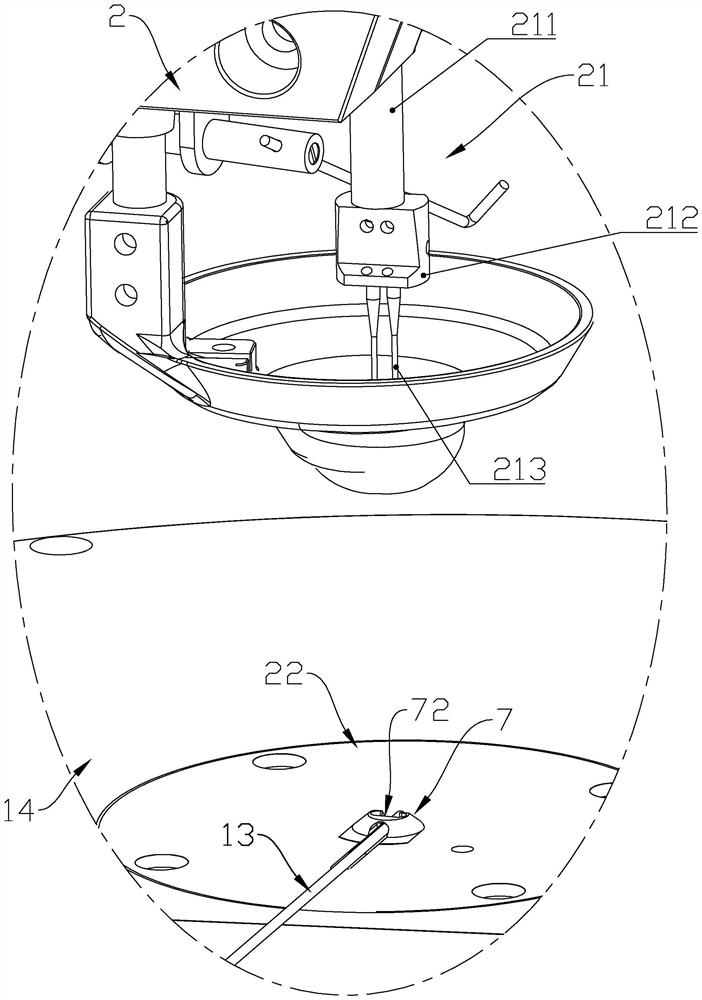 Three-dimensional sewing template machine capable of automatically trimming threads