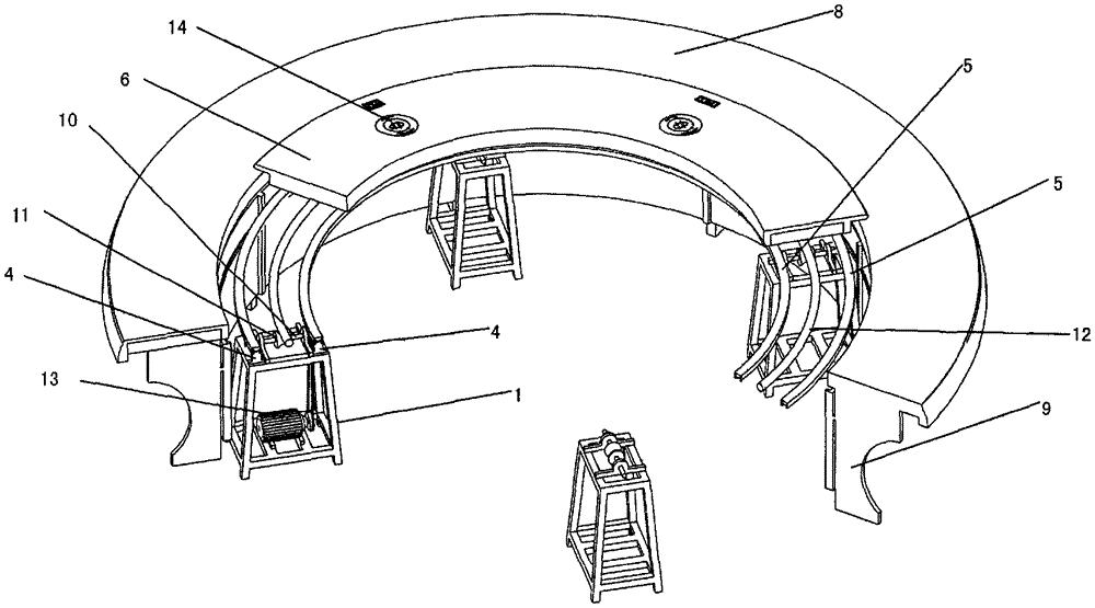 A desktop conduction conversion device and an automatic rotating table with the conduction conversion device