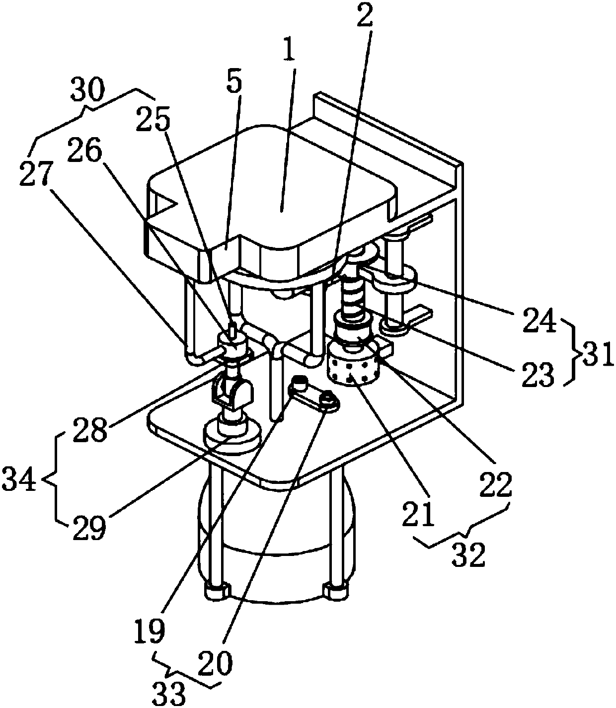 Waste material powder crushing device for 3D (Three-Dimensional) printer