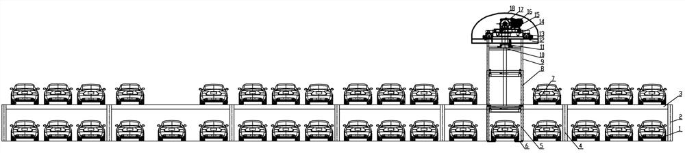 Double-layer lifting and traversing intelligent parking garage suitable for L-shaped terrain and its use method