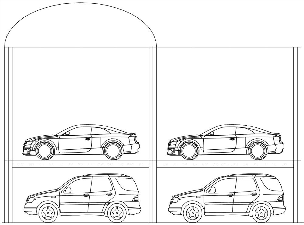 Double-layer lifting and traversing intelligent parking garage suitable for L-shaped terrain and its use method