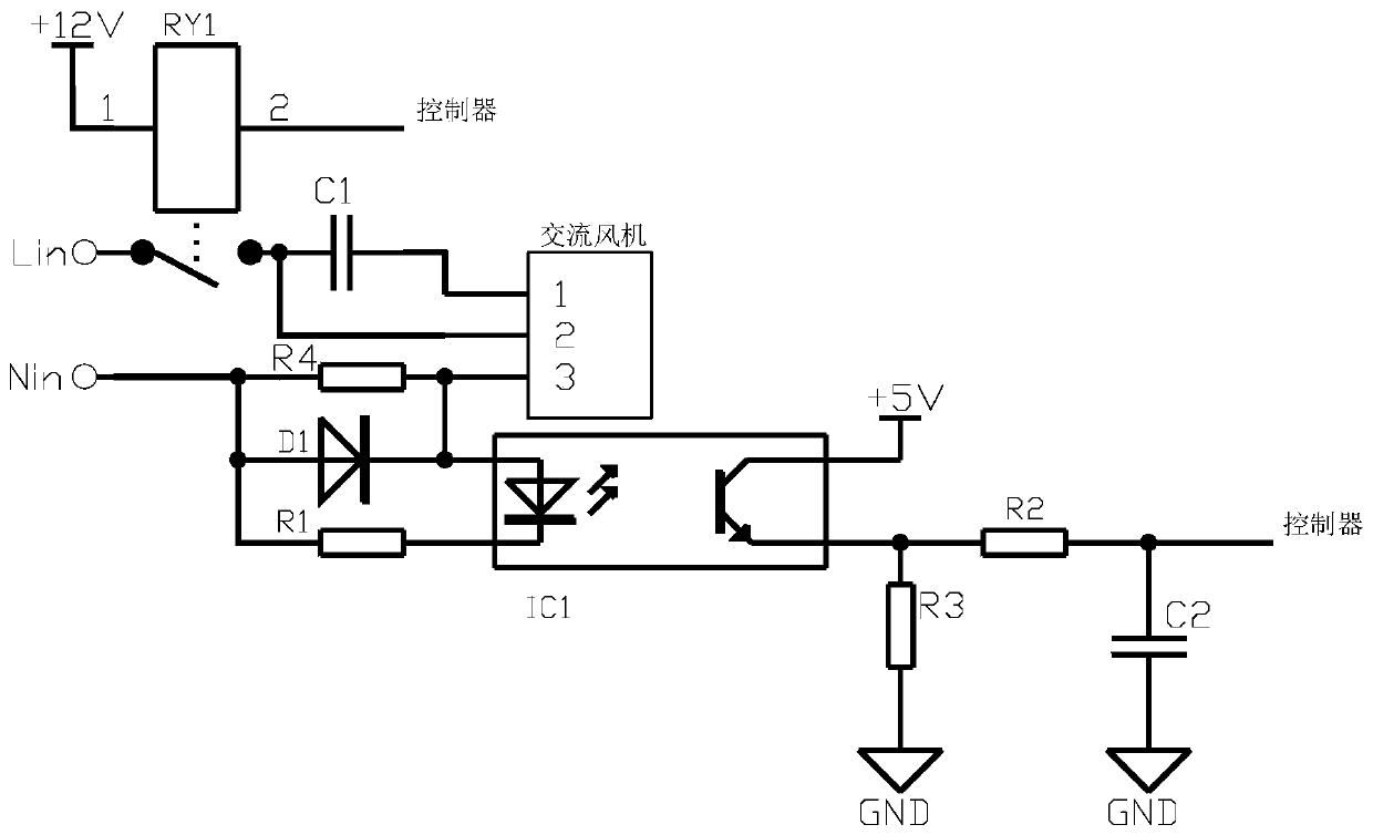 Control circuit of alternating-current fan and state detection method of alternating-current fan of air conditioner