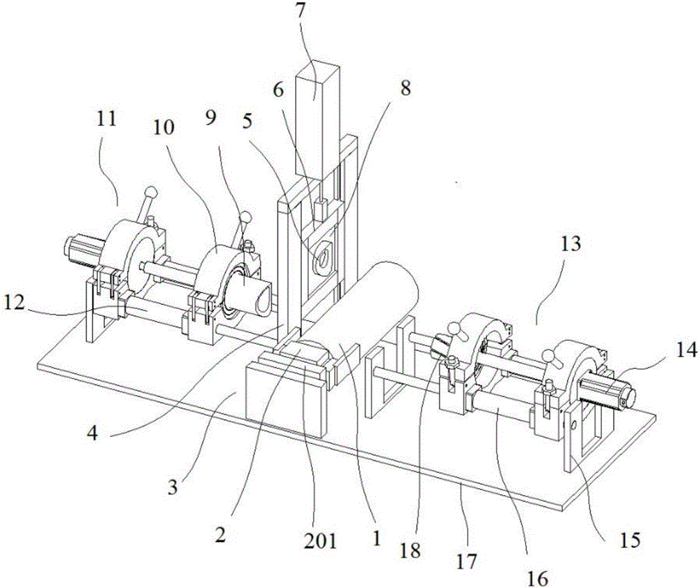 Hot melting device for poly ethylene (PE) tee joint