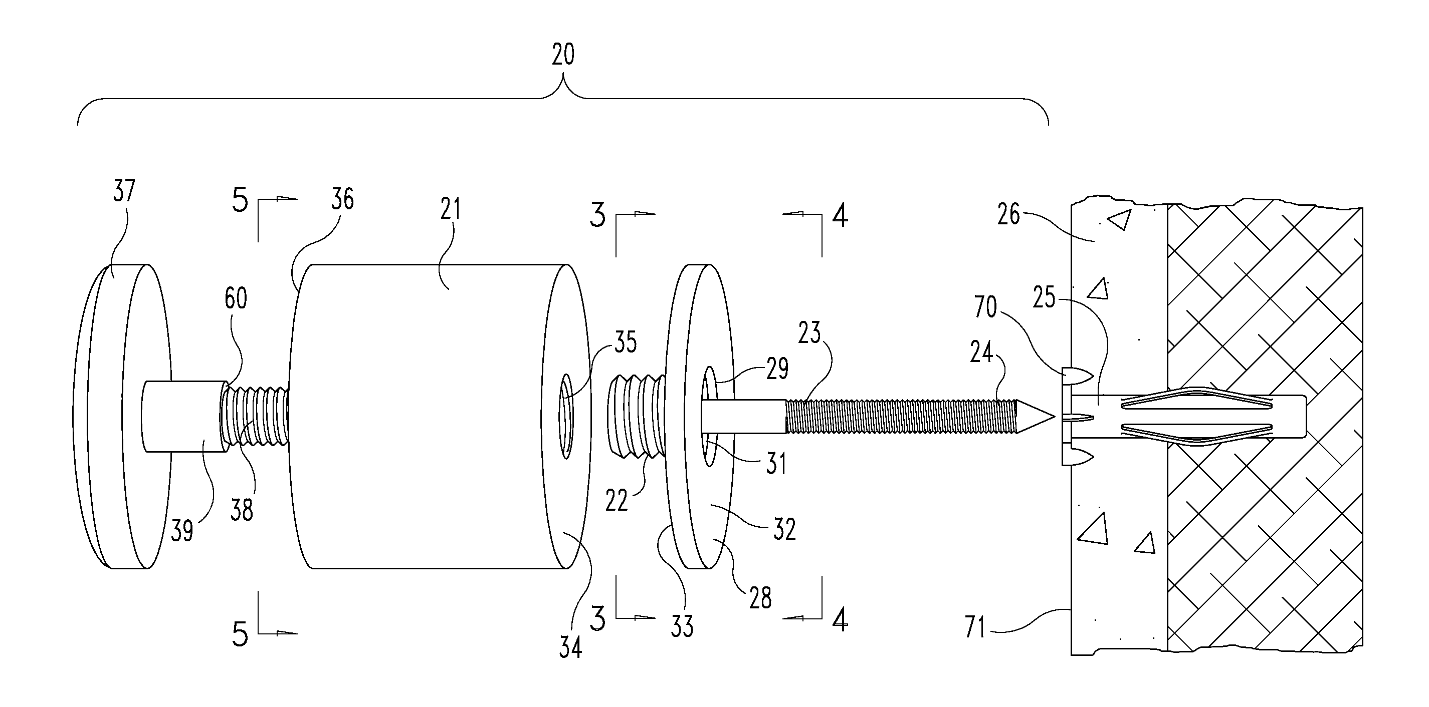 Standoff adaptor for a threaded hollow wall anchor