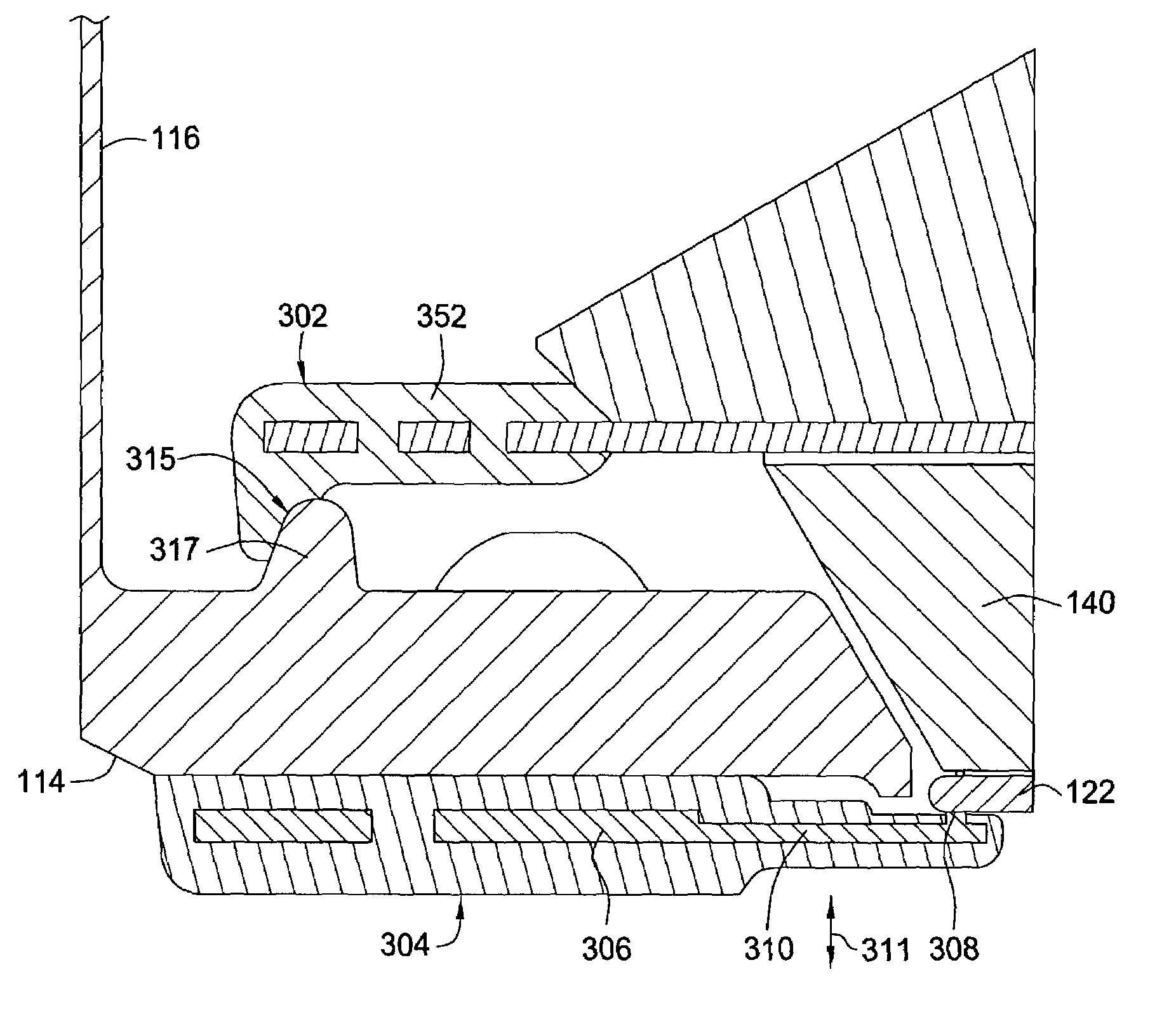 Contact ring with embedded flexible contacts