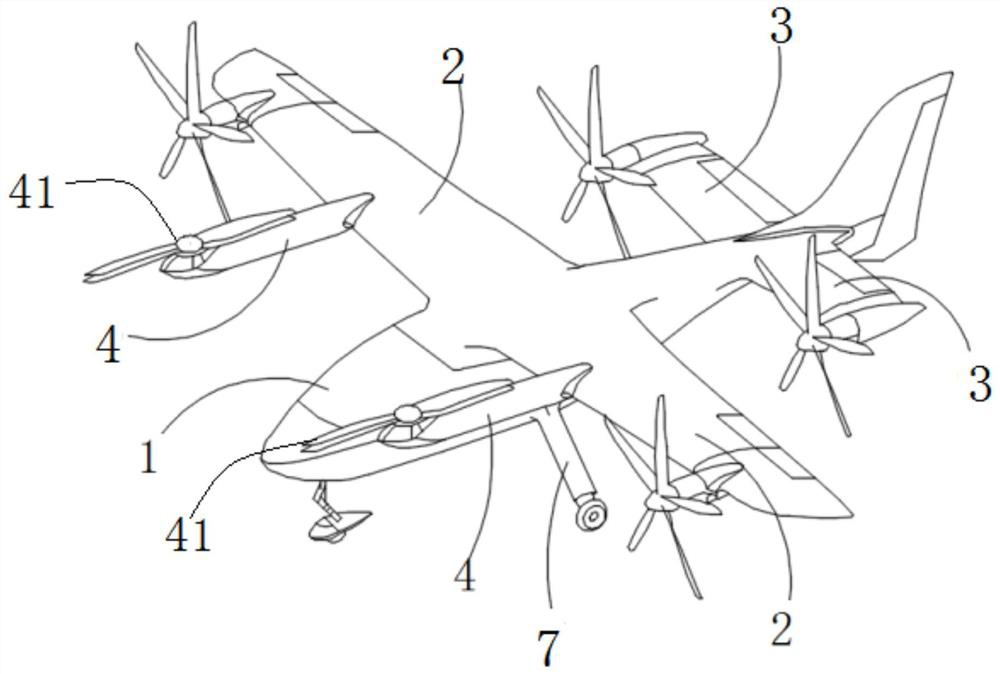 Electric vertical take-off and landing aircraft structure and working method thereof