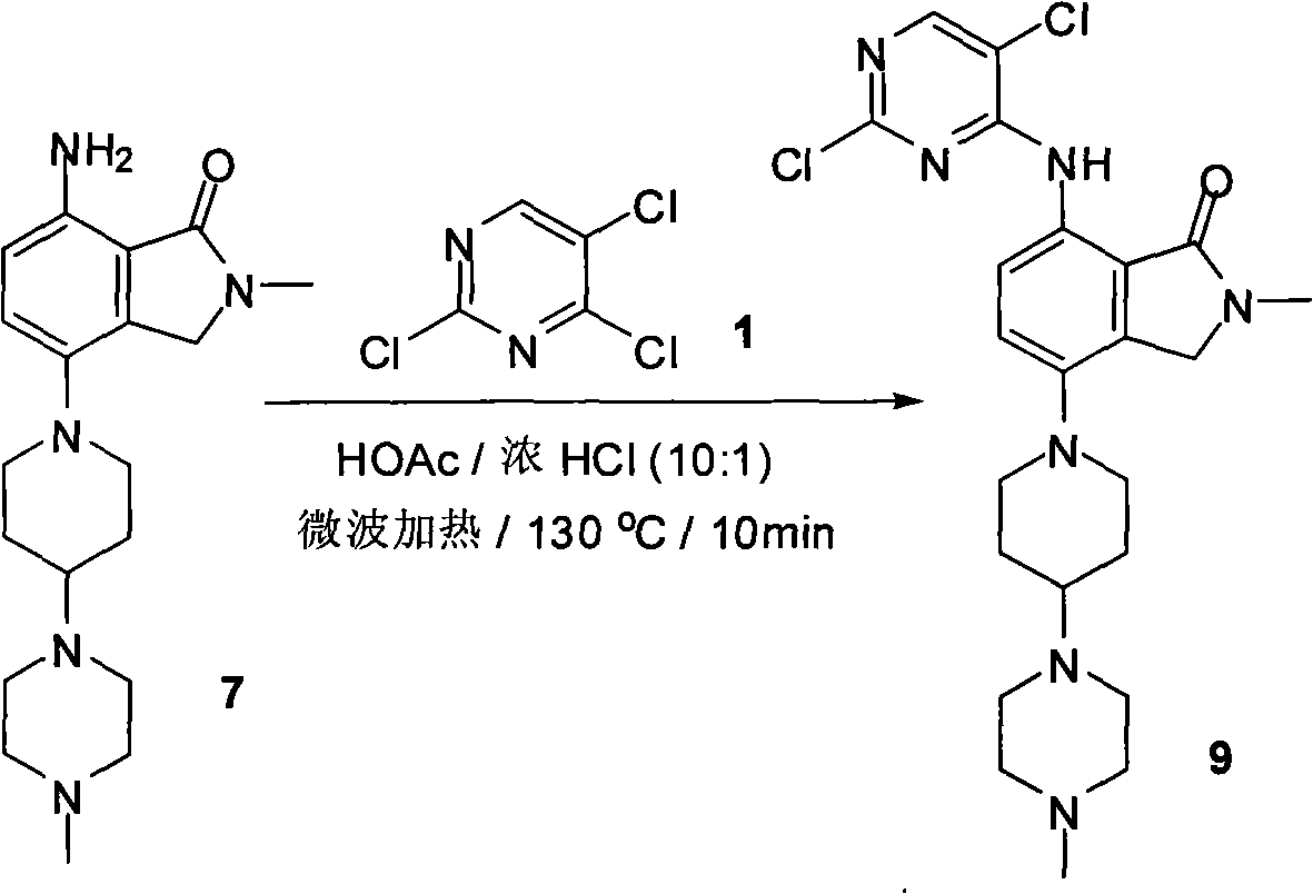 Synthesizing method of 2-methyl-7-(substituted pyrimidine-4-amino)-4-(substituted piperazine-1-base) piperidine-1-base) isoindoline-1-ketone and intermediate thereof