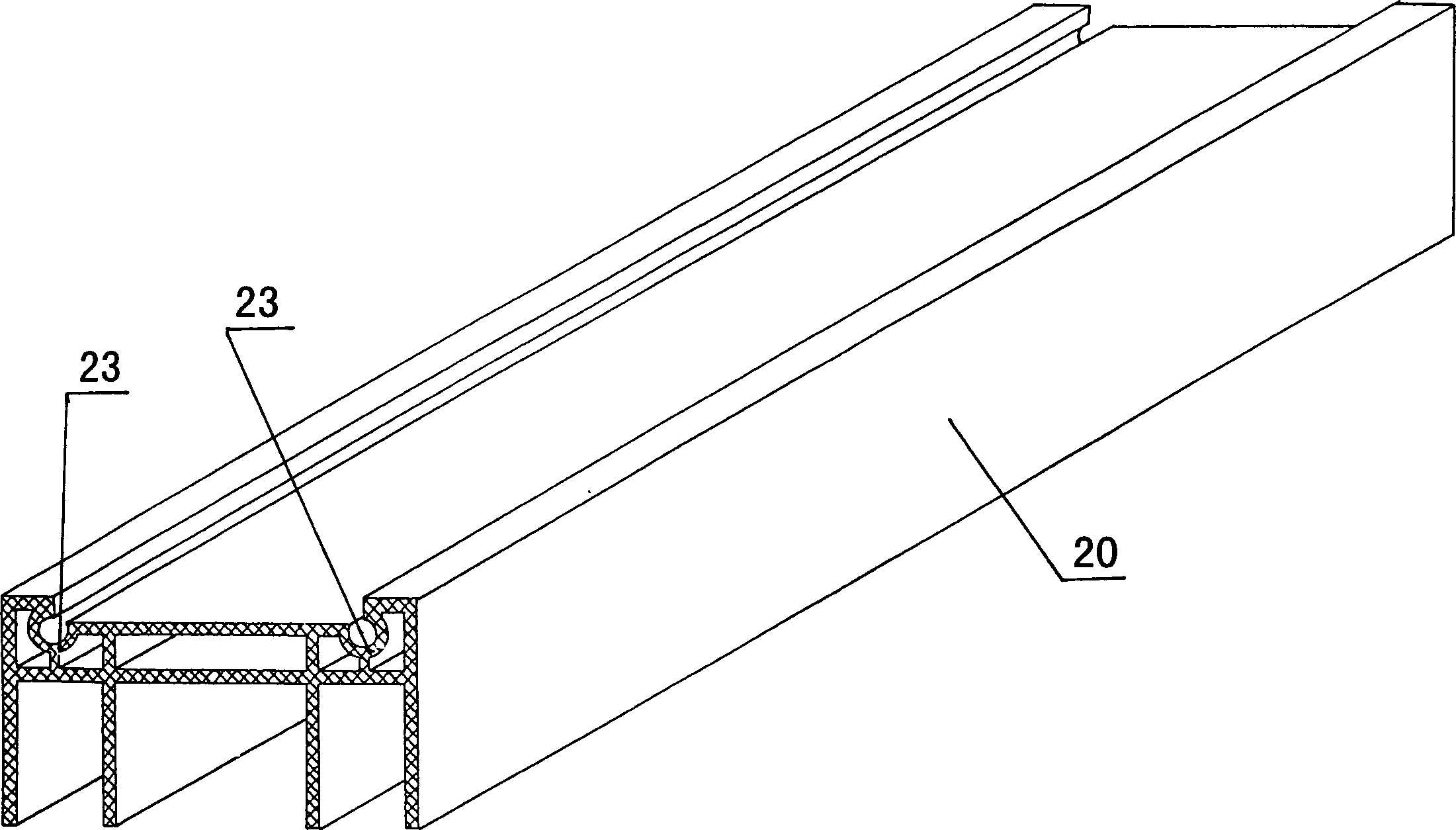 Stainless steel door and window section material with plastic lining frame and its manufacturing method