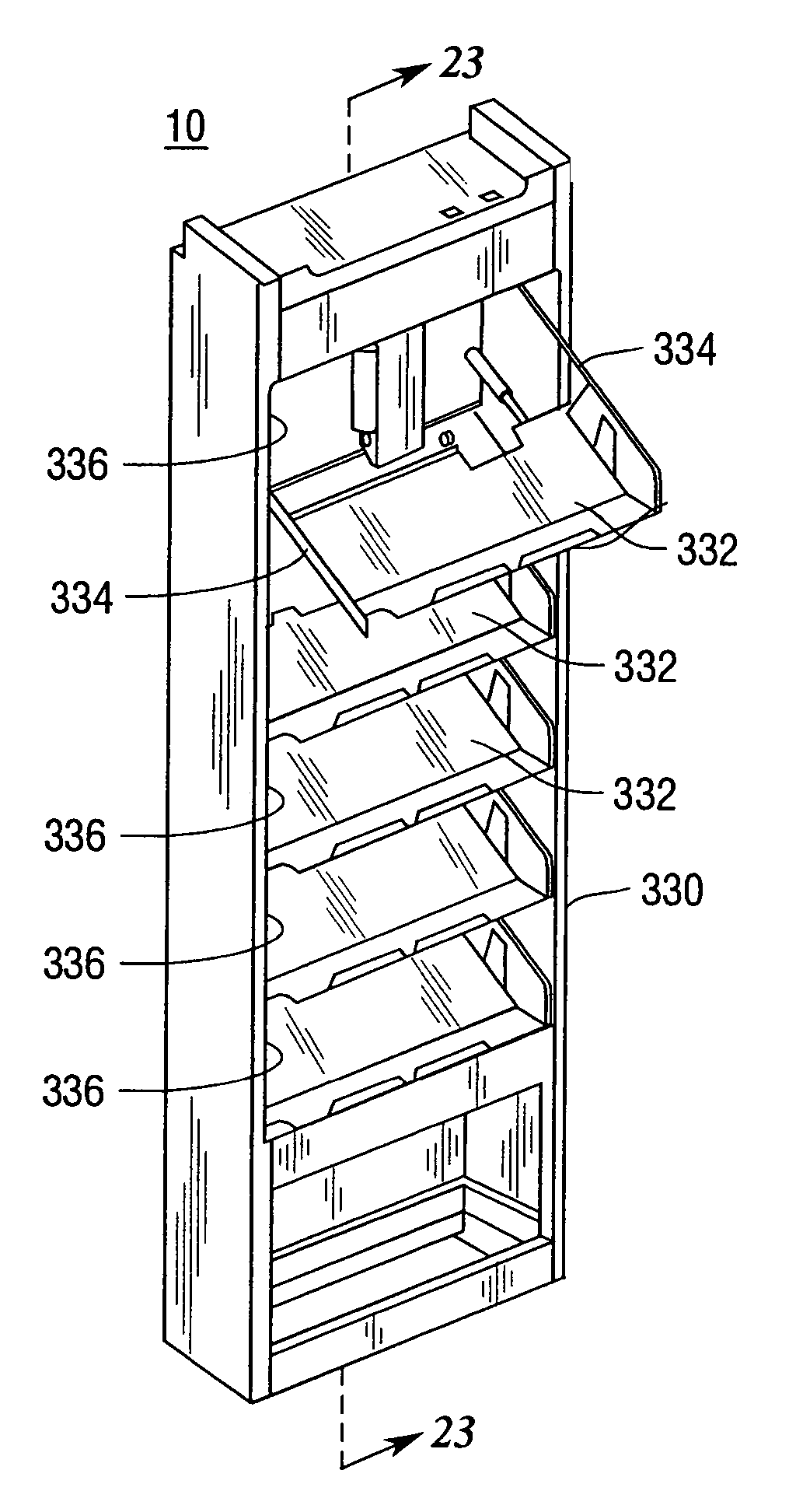 Drug dispensing cabinet having a drawer interlink, counterbalance and locking system