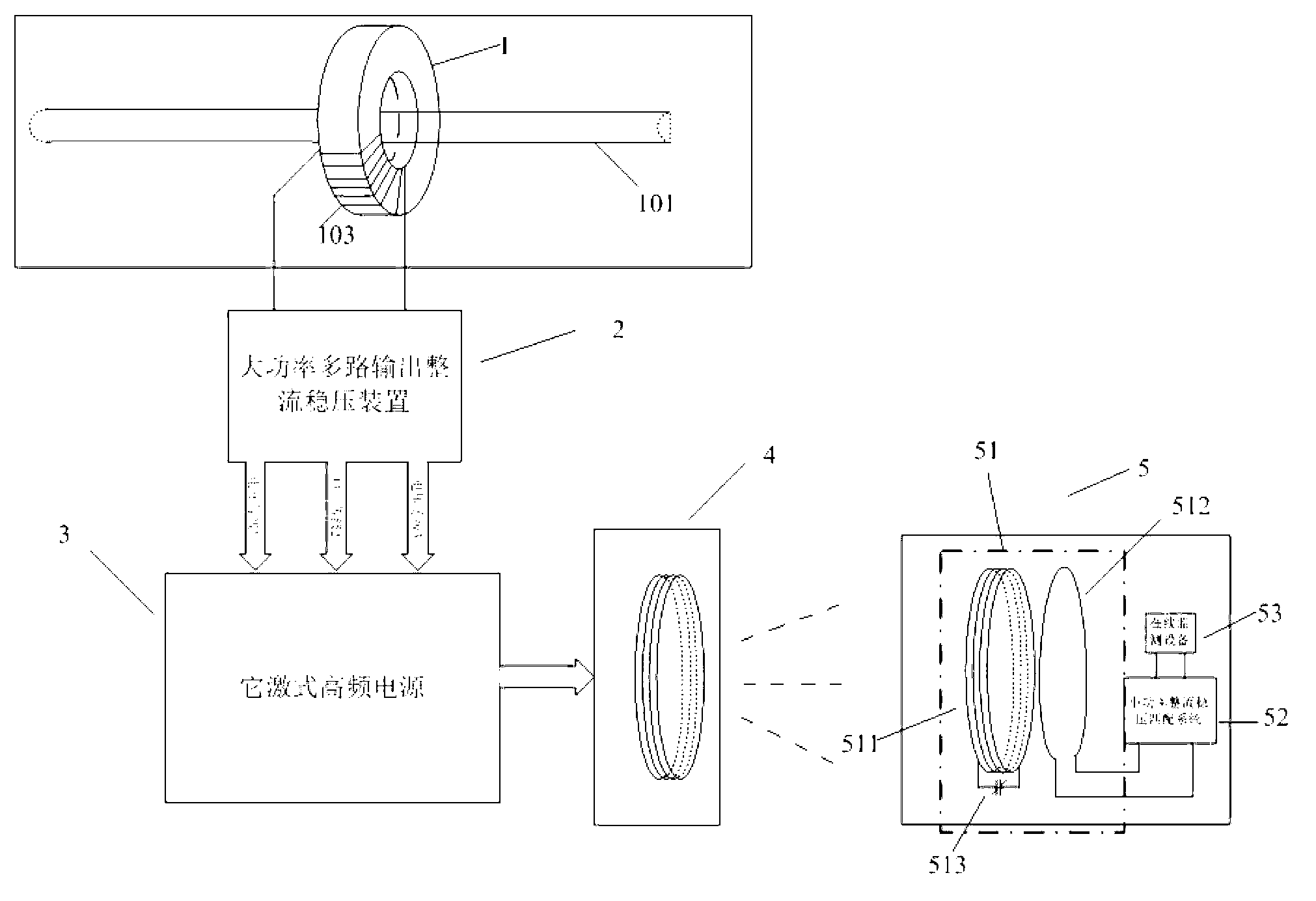 Wireless power transmission system applied to power supplying of high voltage line device