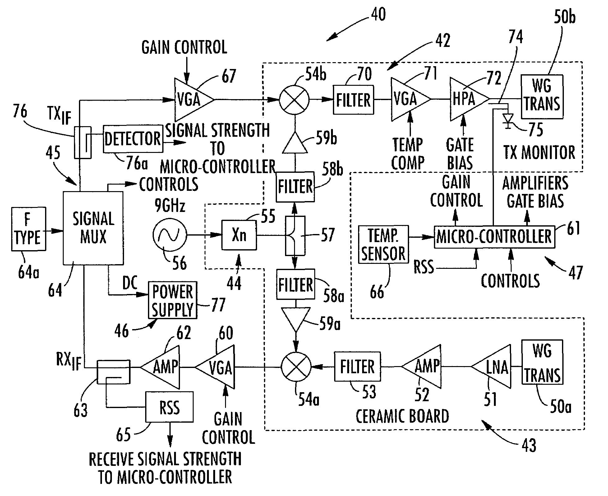 MMIC transceiver and low cost subharmonically driven microwave receiver