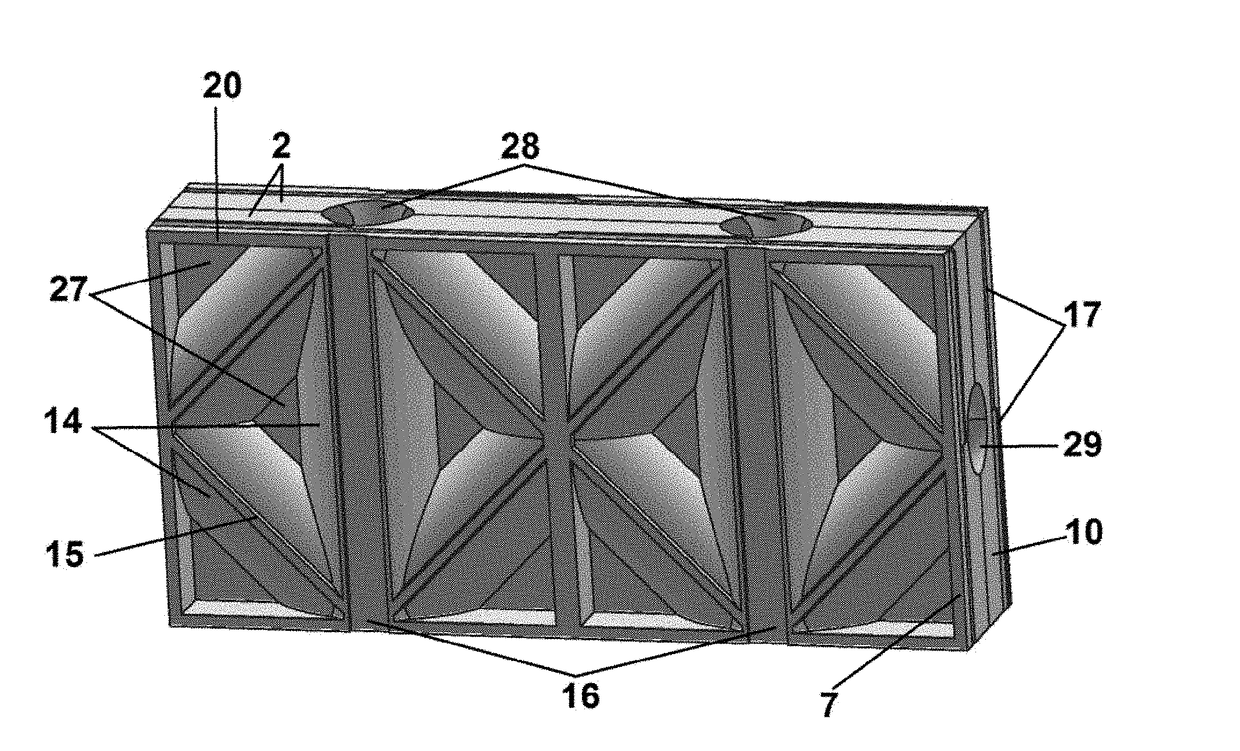 Precast Building Block, Modular Element with Optimized Geometry, Process for Obtaining the Modular Element, Construction, Method for Obtaining a Building by Assembling the Modular Elements