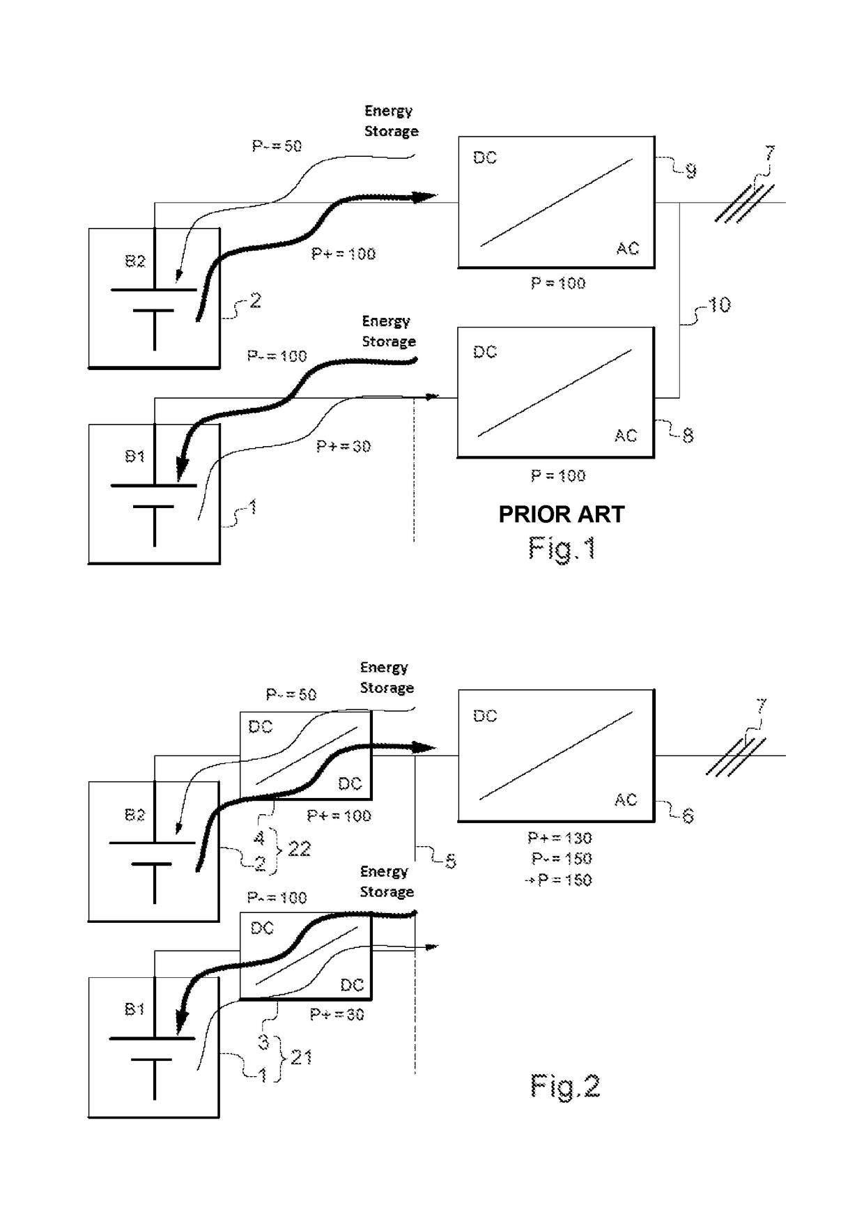 Electric energy storage system comprising an inverter