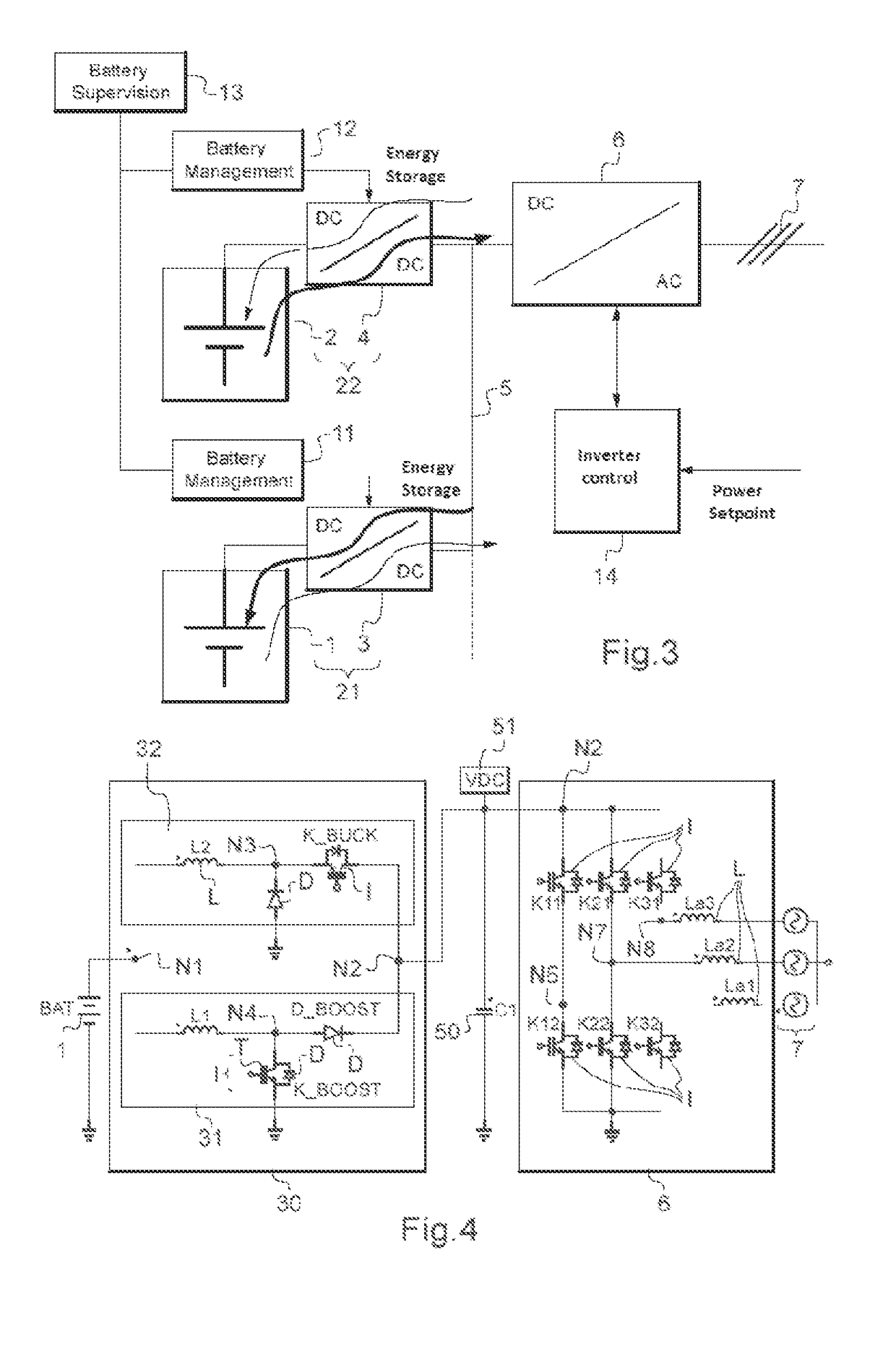 Electric energy storage system comprising an inverter