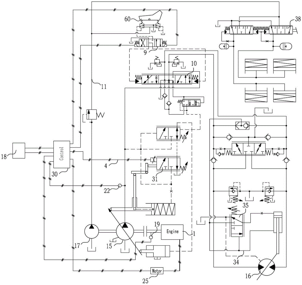 Control device and method for wheel type mechanical hydraulic travelling system