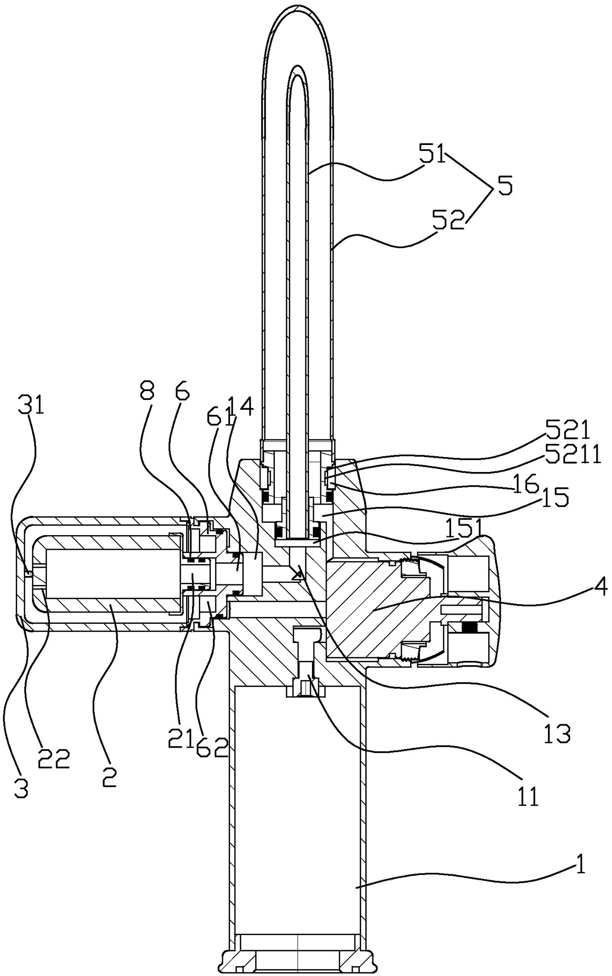 Transverse clamping type water treatment faucet