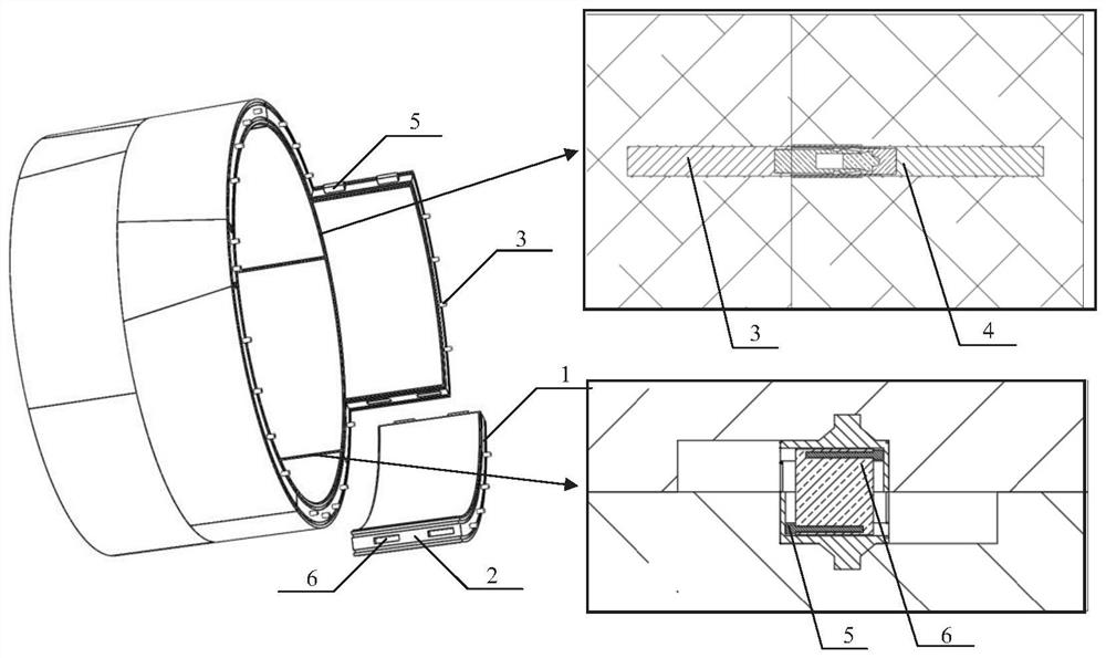 Segment structure with horizontal pin mortise and tenon and push-fit joint connection components