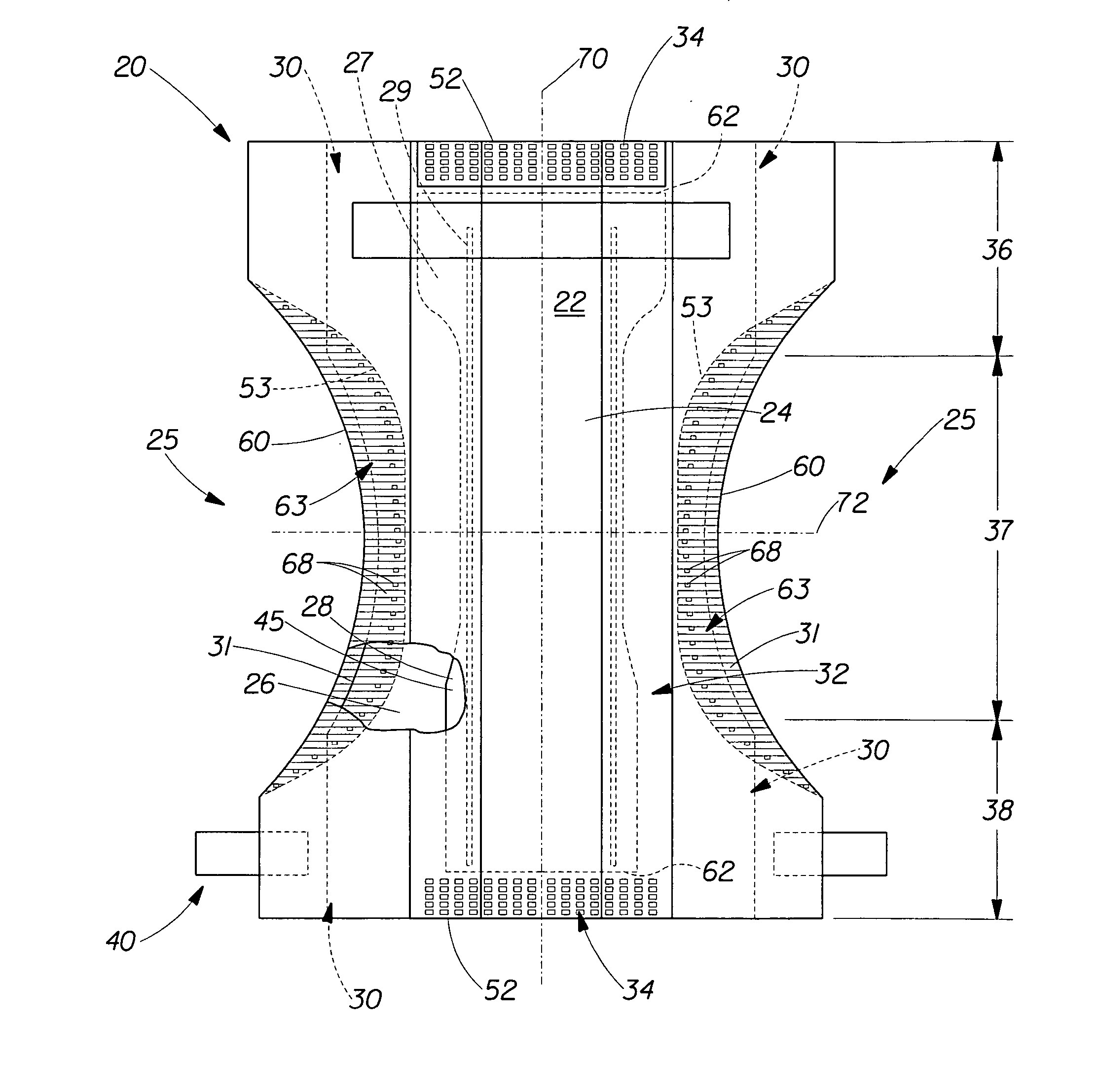 Edge fold having substantially uniform gathers for absorbent article and method for making