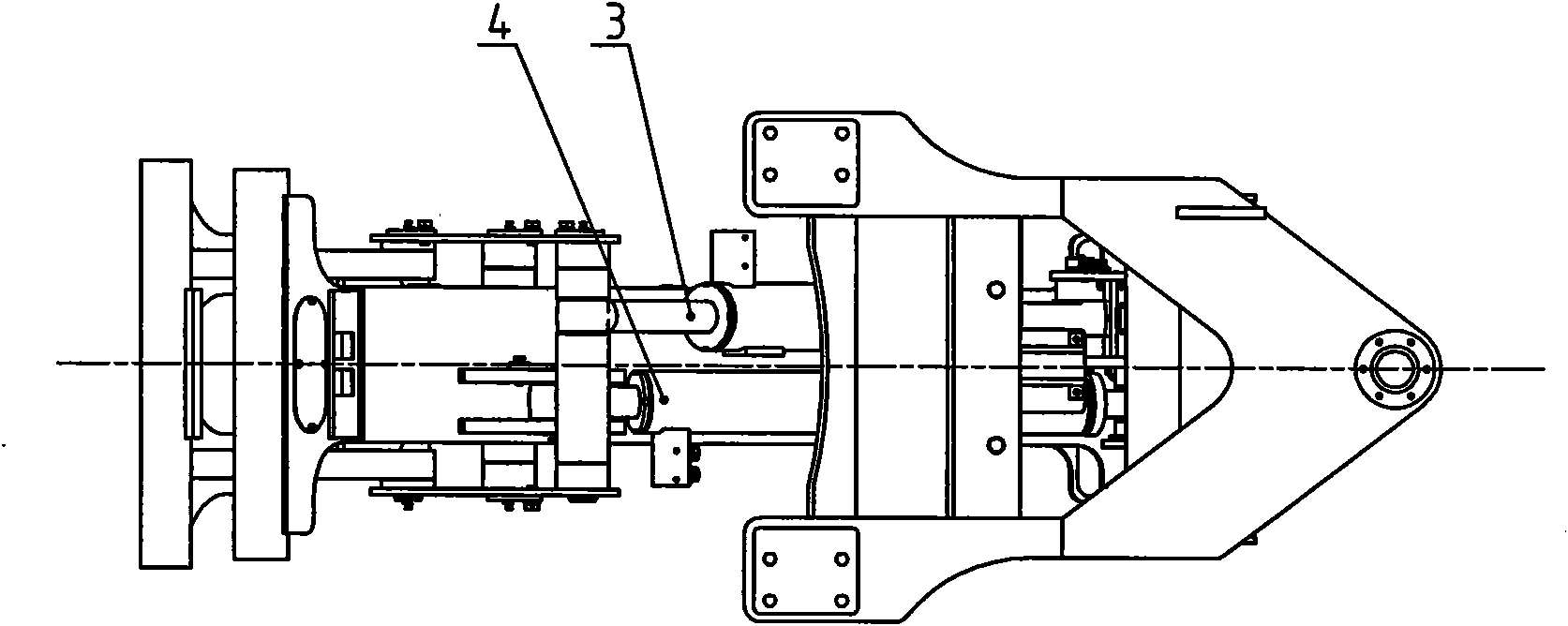 Single movable arm forward six-bar linkage power quick-change operating device for loading machine