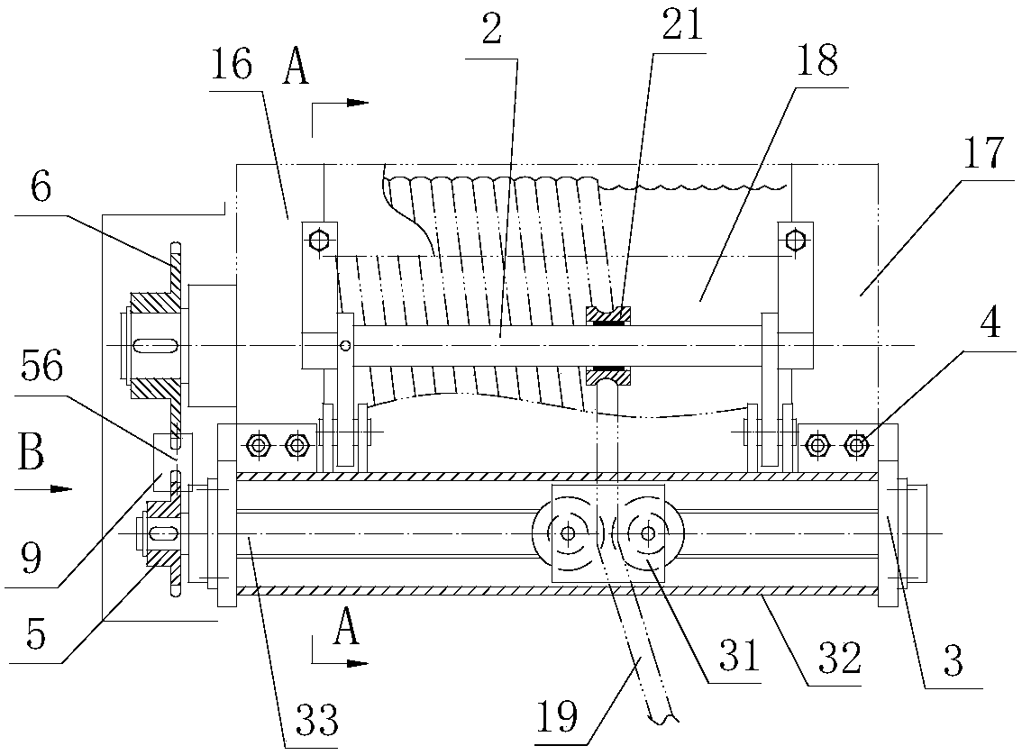 Hoist rope guide device with pressing wheel type rope pressing device