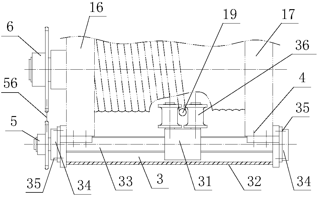 Hoist rope guide device with pressing wheel type rope pressing device