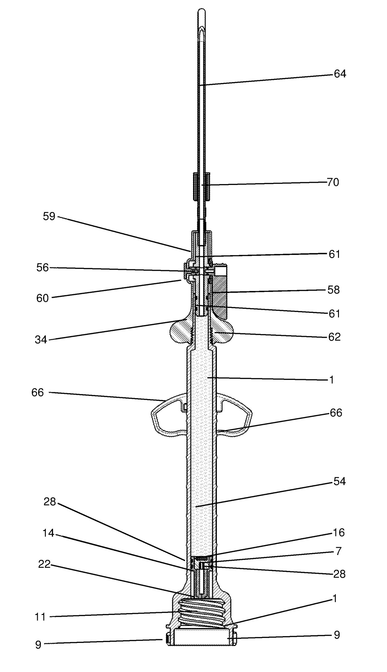 Two-part storage and mixing device for the production of a bone cement, and pertinent method