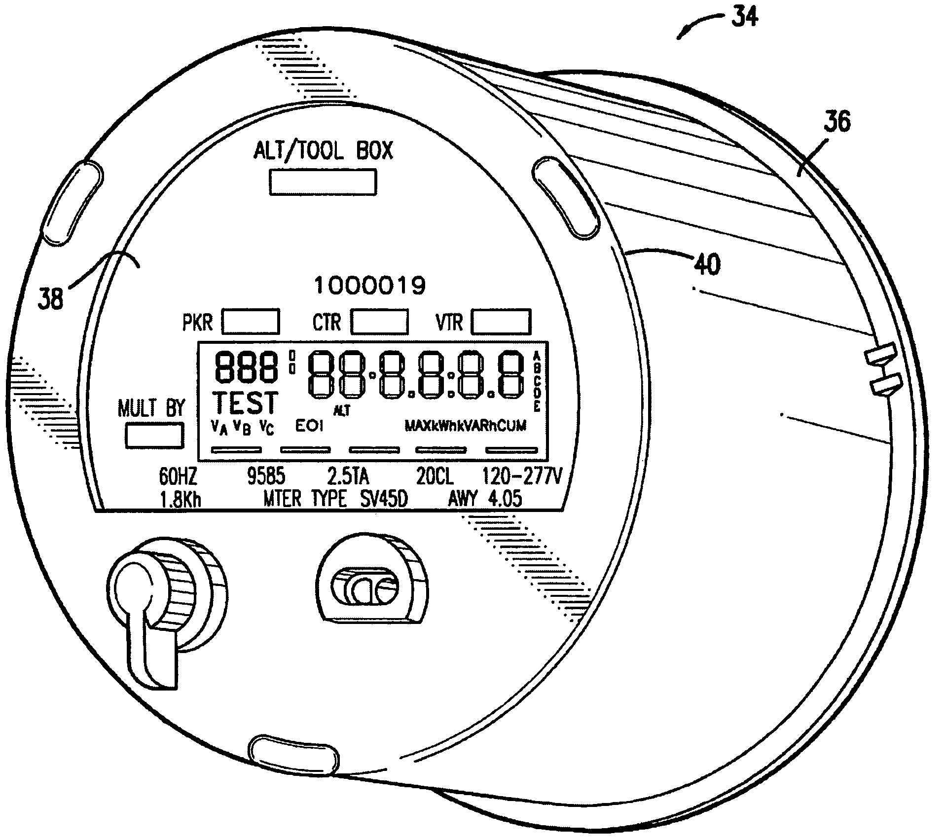 Electronic revenue meter with automatic service sensing