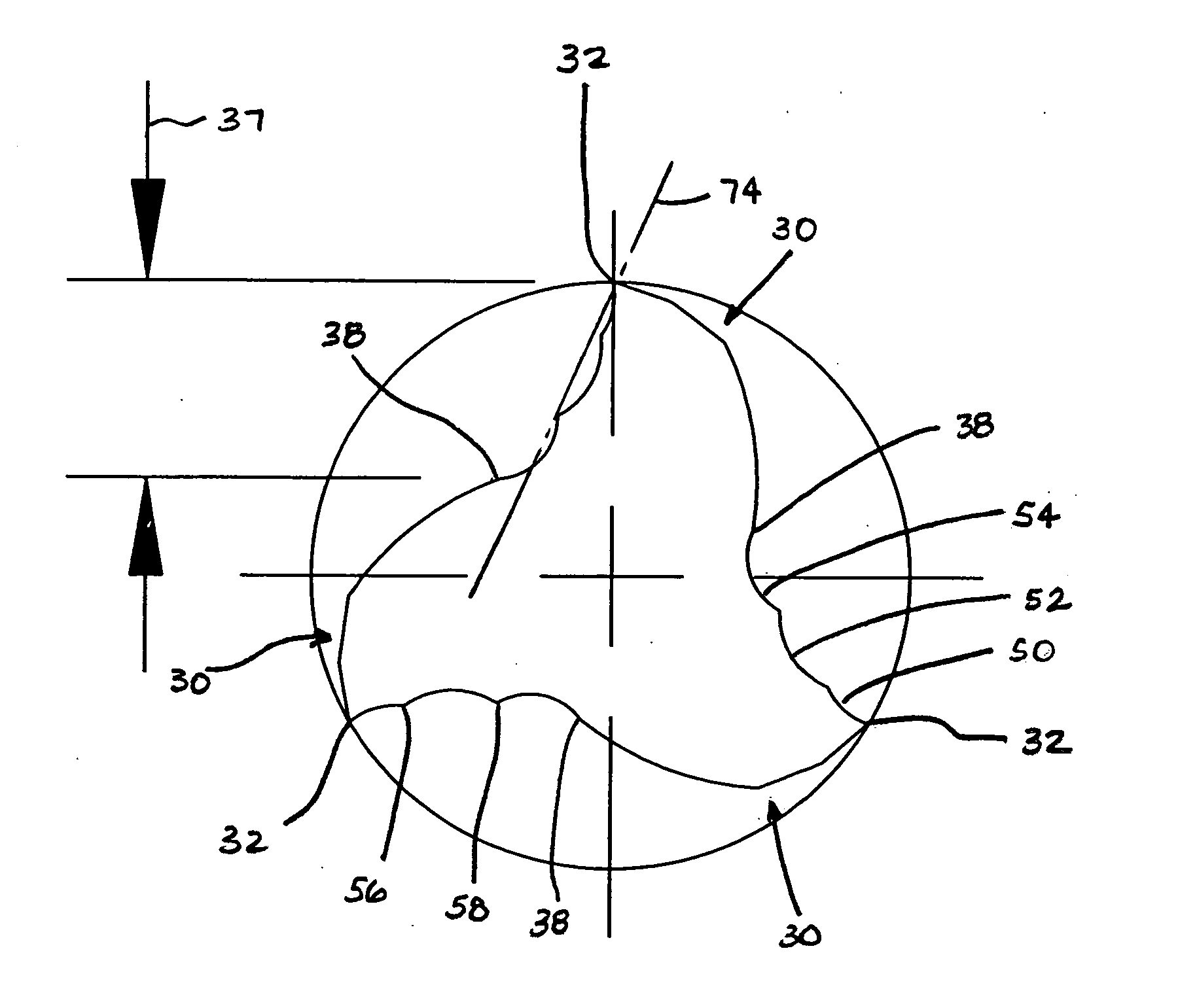 Helical flute end mill with multi-section cutting surface