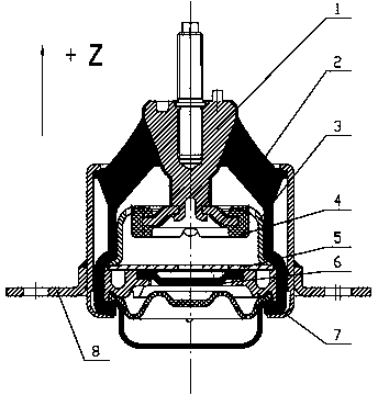 Engine hydraulic suspension limiting structure