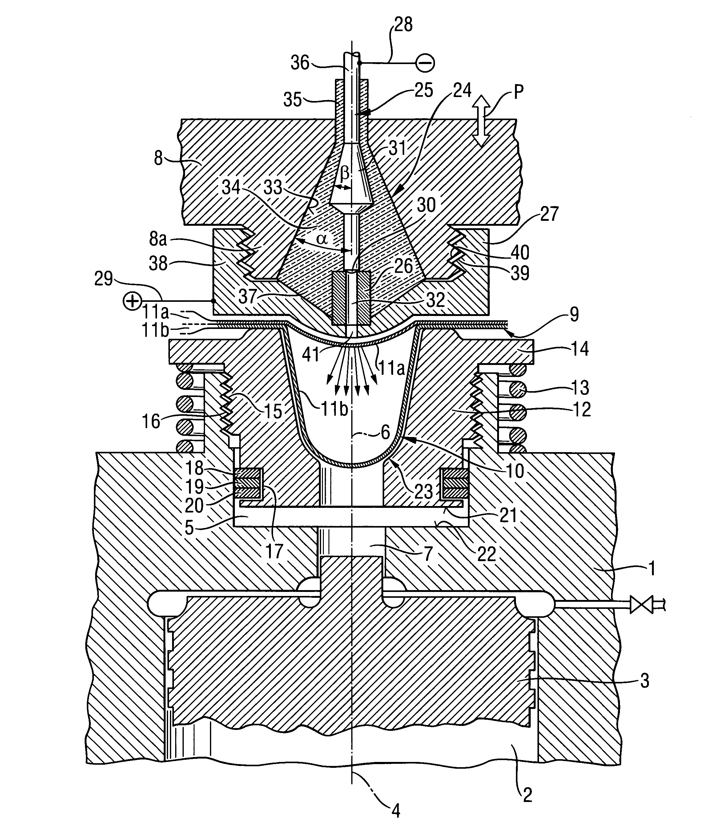 Ignition device for igniting a foil cartridge in an explosion-operated power tool