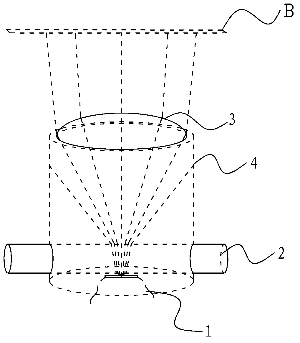 Spotlight with double lens for generating rectangular light spots