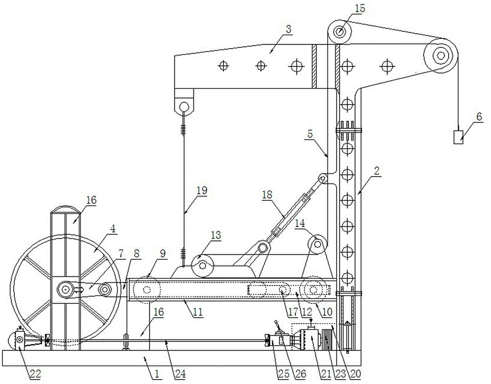 Pulley block extended-range oil pumping unit