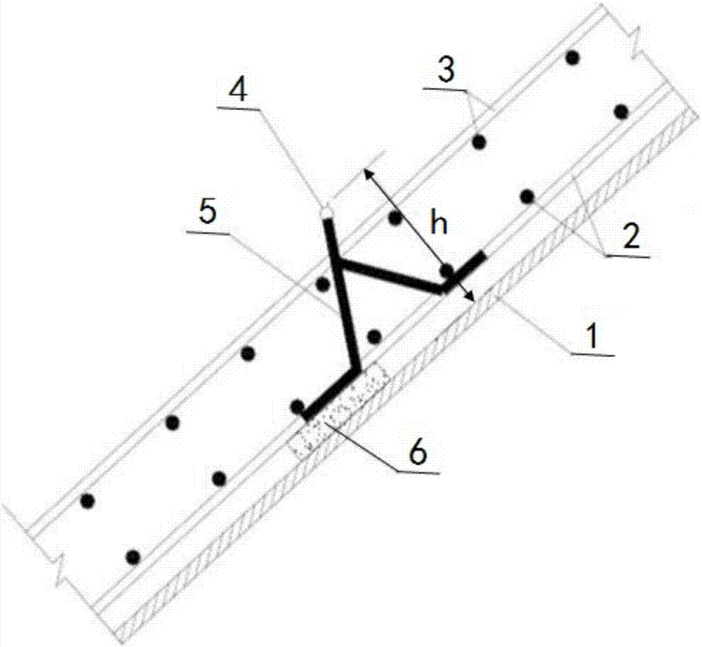 Construction method of controlling slope and thickness of sloping roof and guide rail device