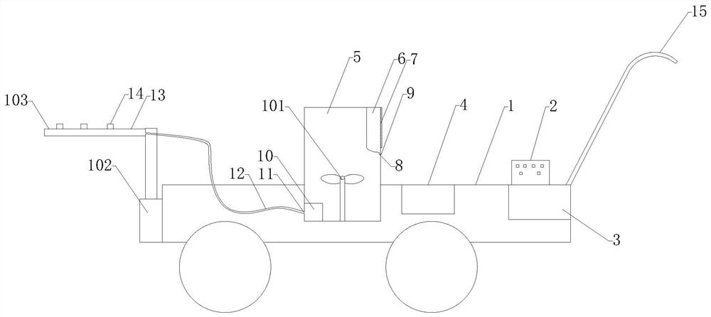 Grassland pest control preparation spraying device