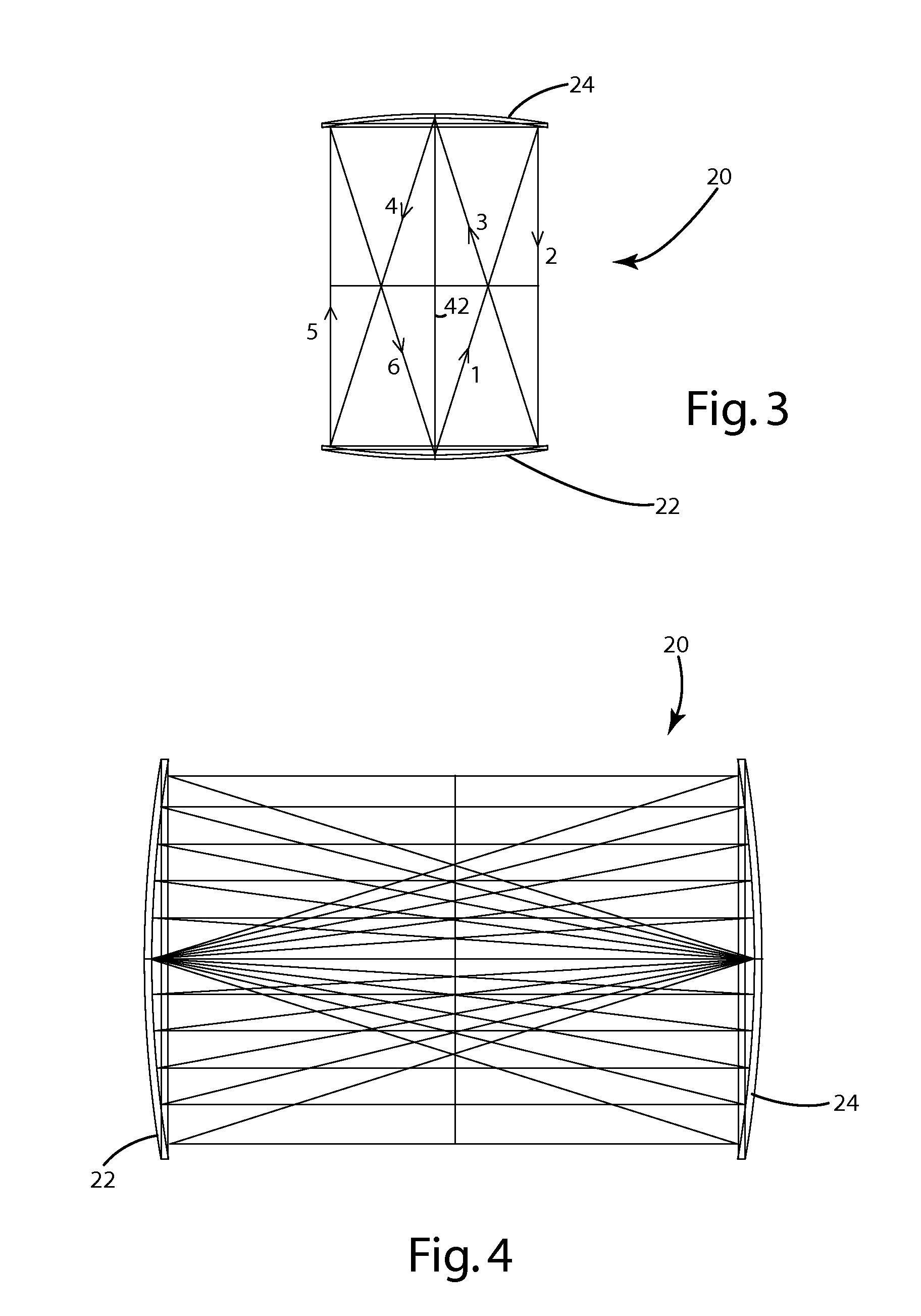 Constrained folded path resonant white light scintillator