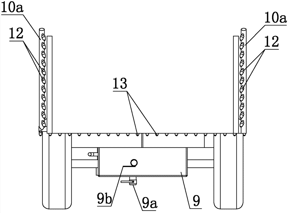 Dumper with discharge spray dust suppression device