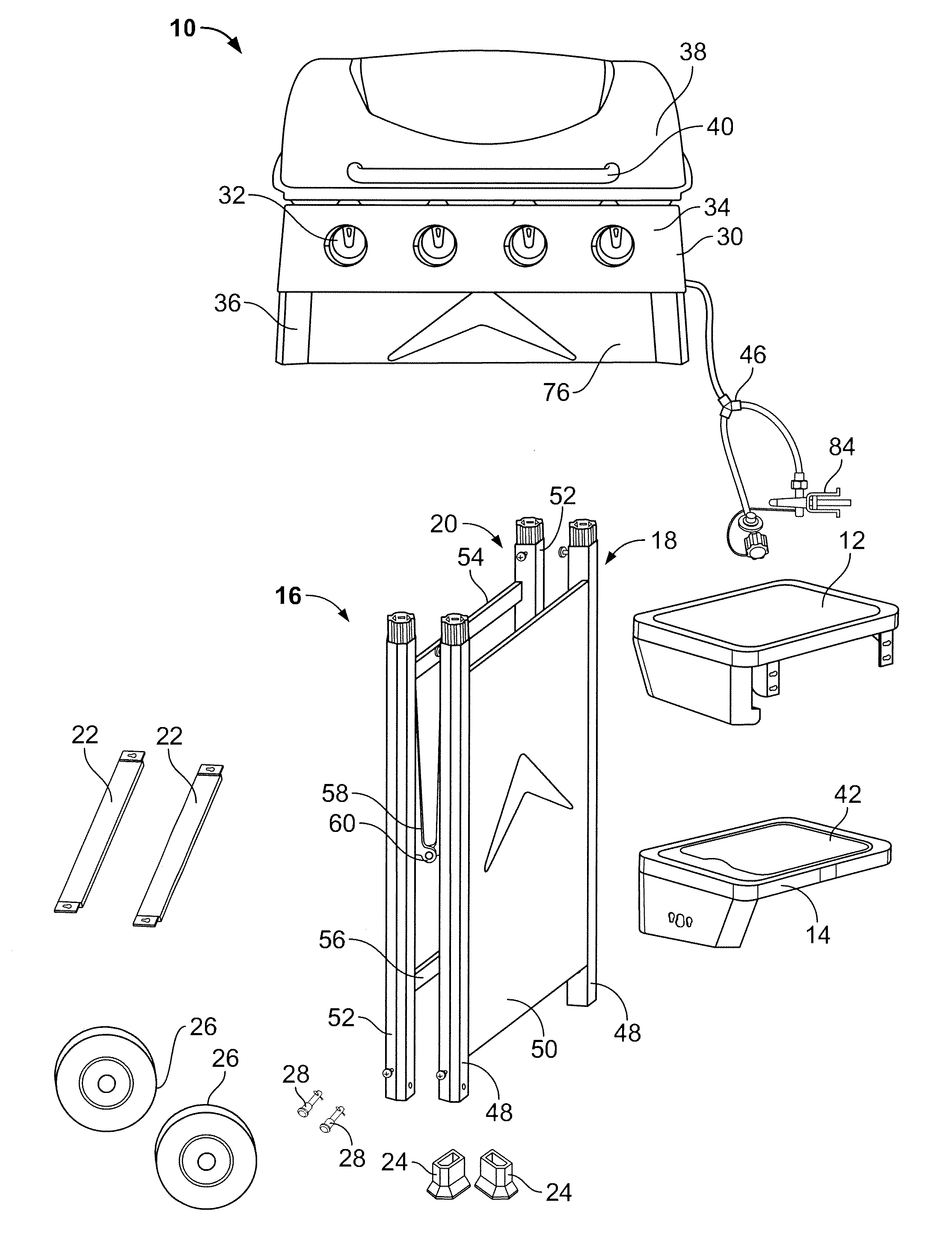 Quick assembly grill and method