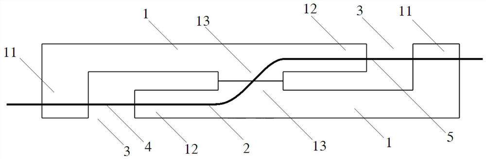 Double-F-shaped fiber grating temperature sensor