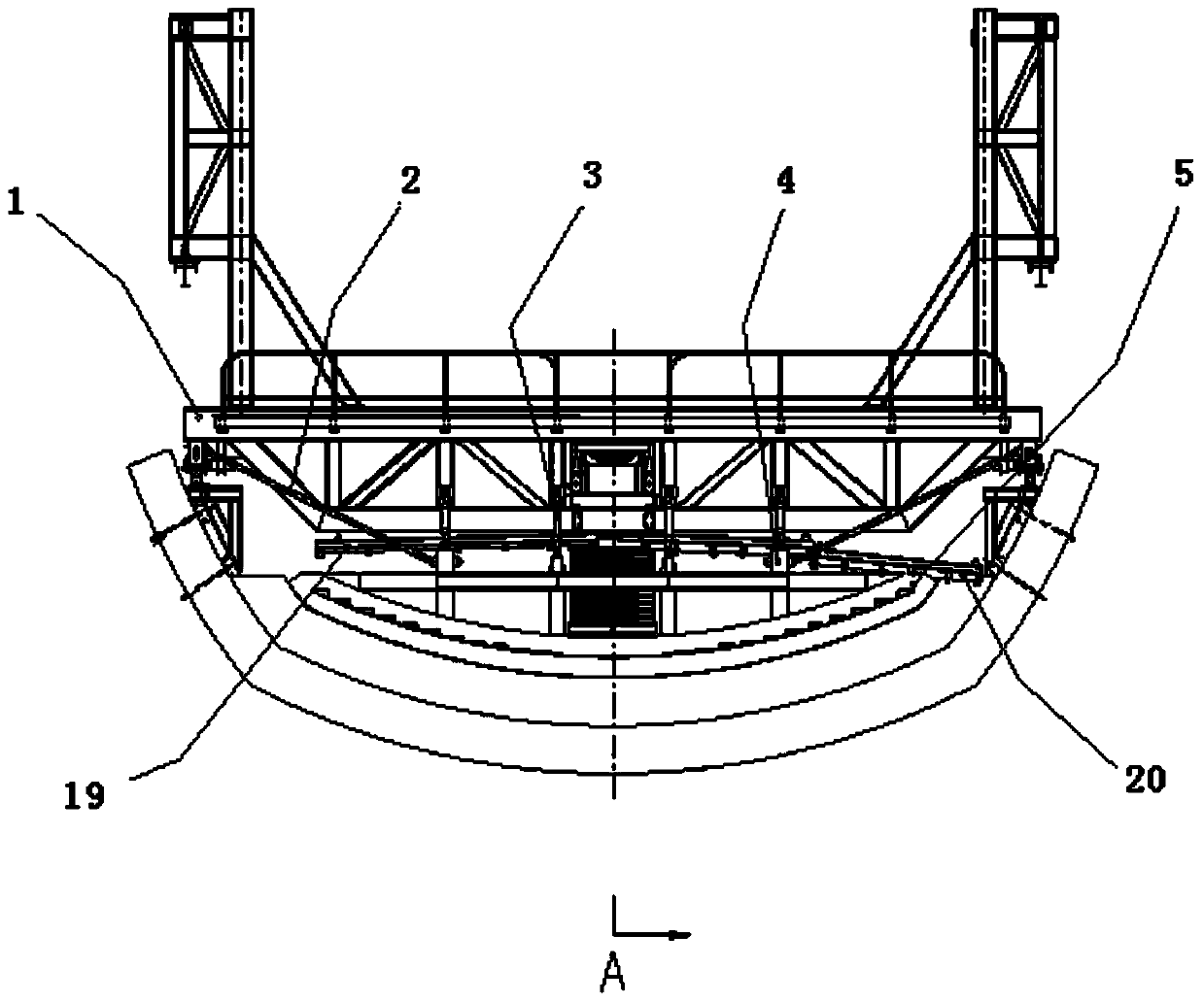 Tunnel inverted arch sliding formwork concrete lining steel trolley