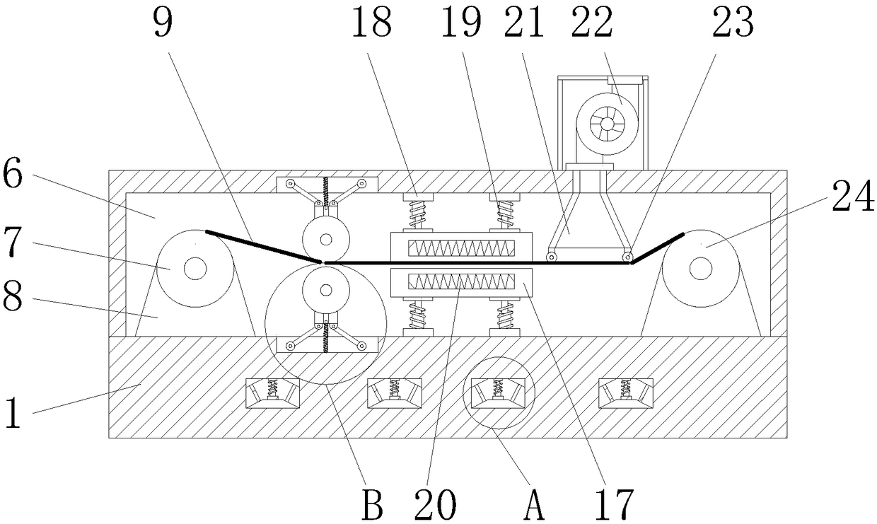 Conveying device with drying structure for garment printing and dyeing