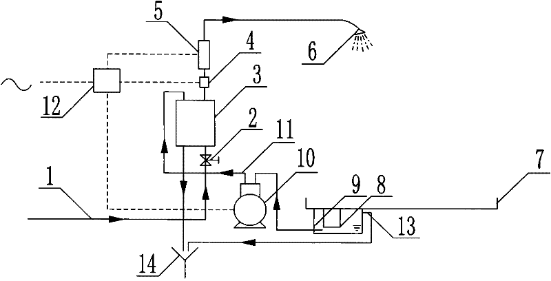 Method and equipment for utilizing waste heat of water drained after running water washing