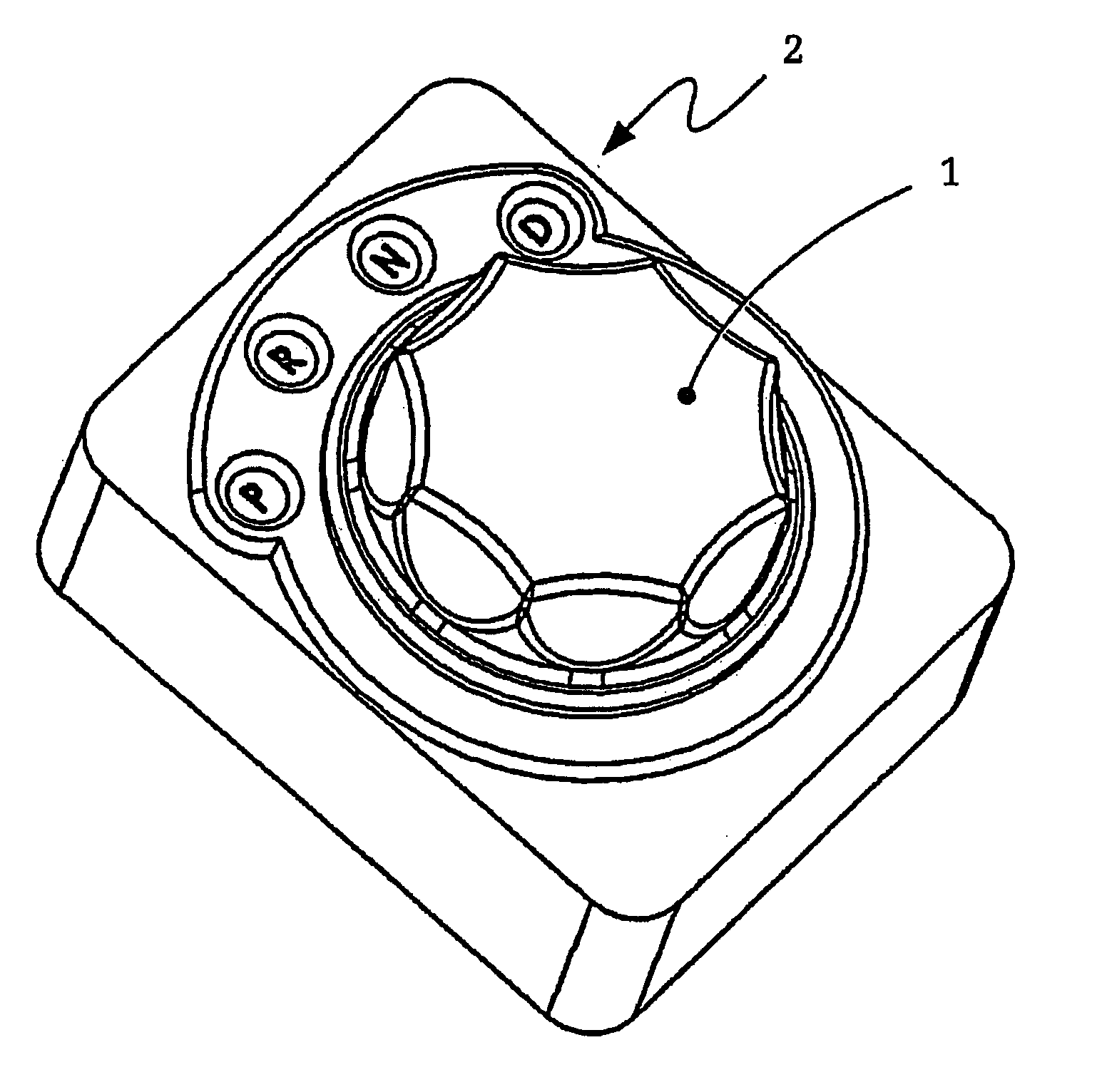 Actuating device for selecting fixed gear ratios of a gear changing transmission