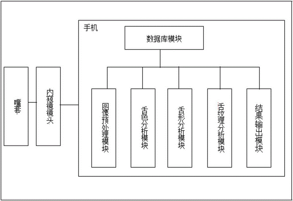 Human health status tongue coating diagnosis device based on mobile phone platform