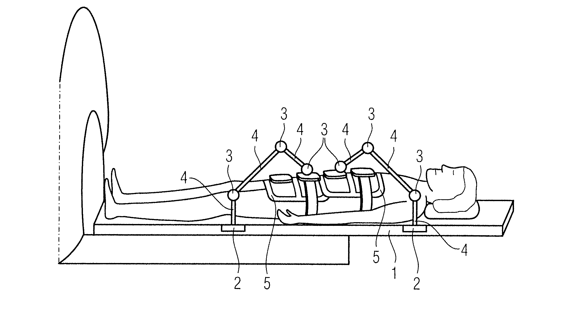 Patient bed, local coil arrangement and method to determine the position of local coils in a magnetic resonance apparatus