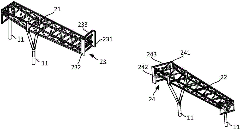 Installation method and installation structure of large span space rebate continuous steel truss