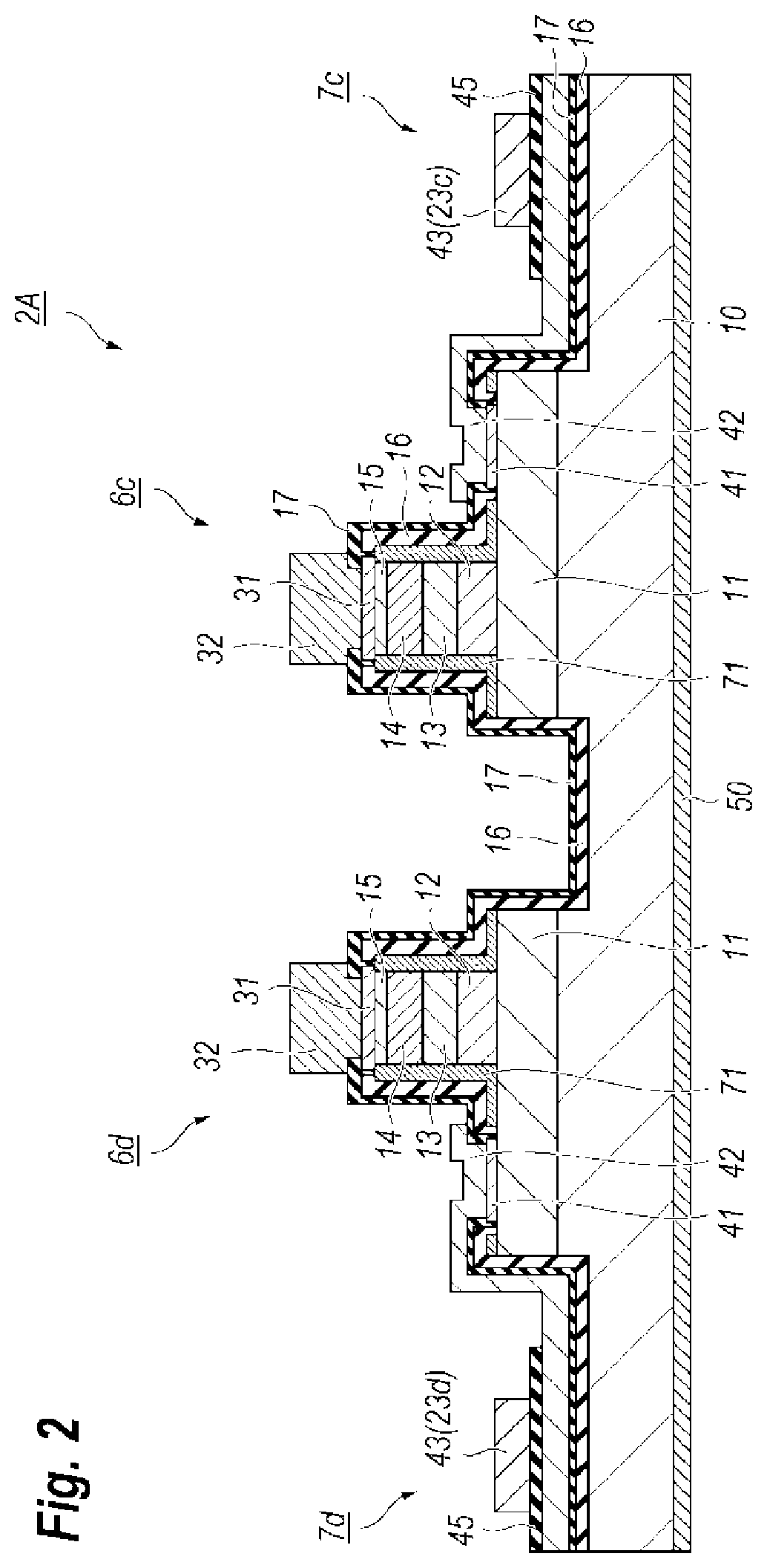 Photodiode device monolithically integrating waveguide element with photodiode element type of optical waveguide