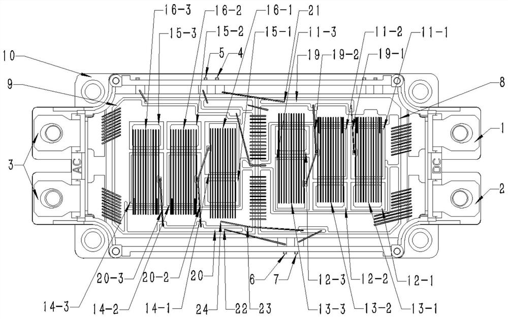 Chip layout structure of half-bridge IGBT module