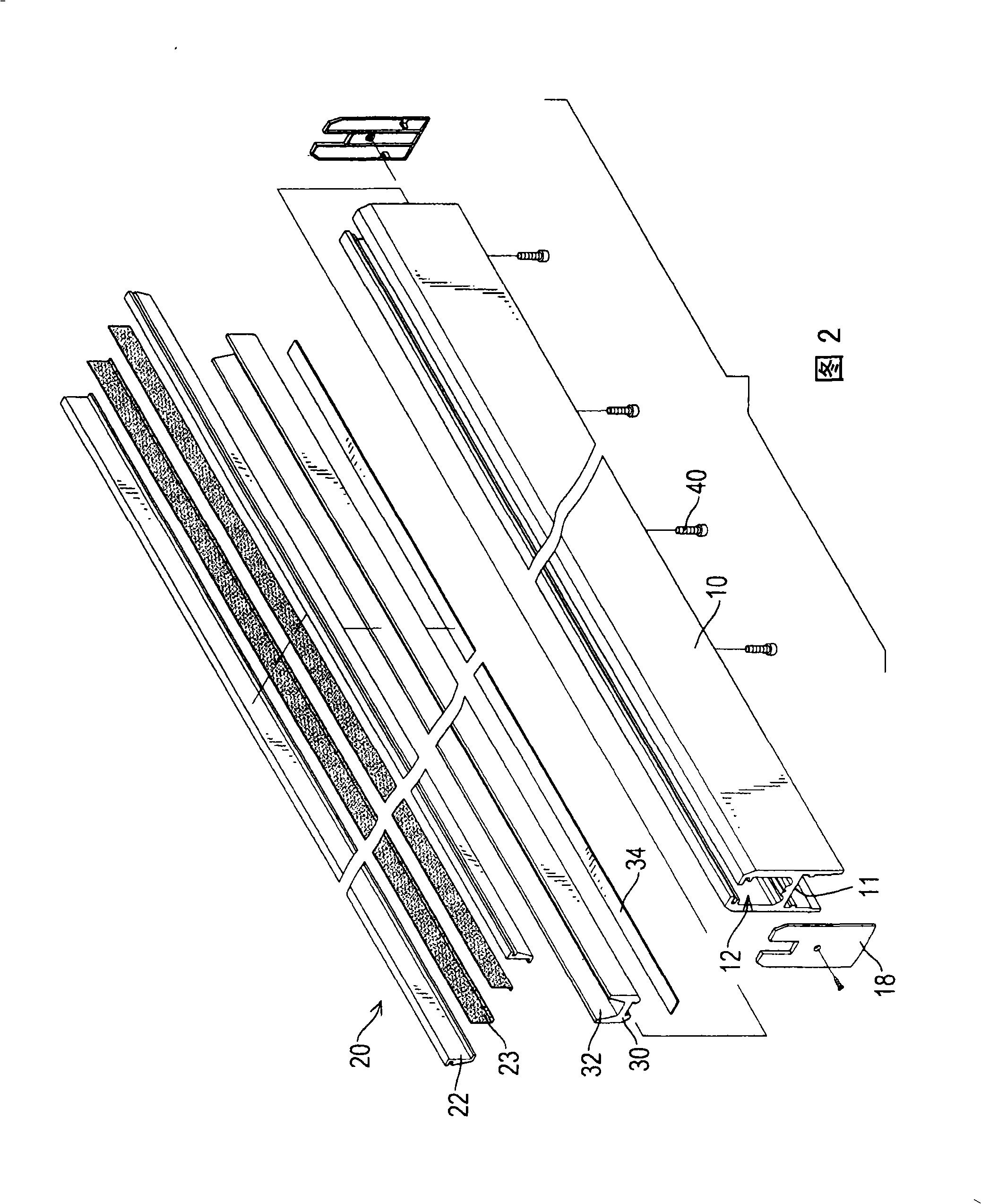 Glass door clamping rail