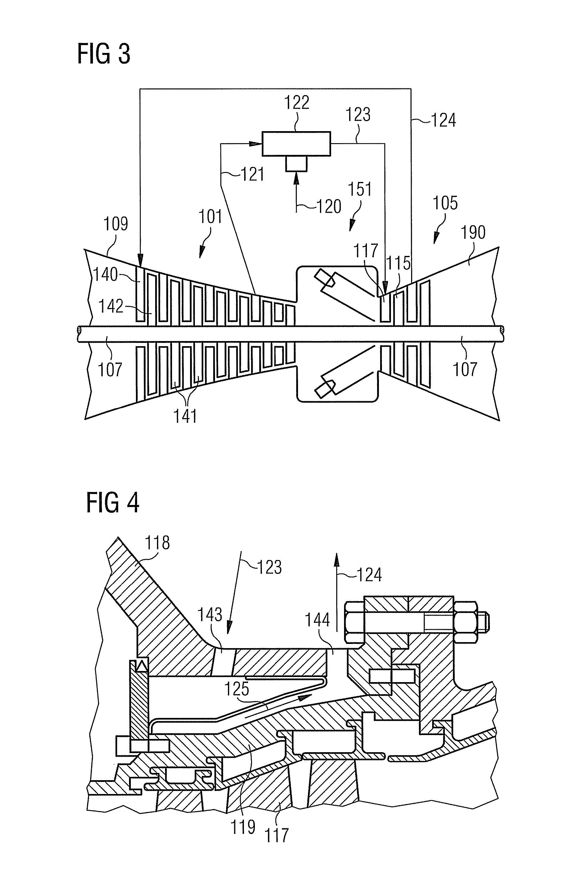 Method and device for cooling a component of a turbine